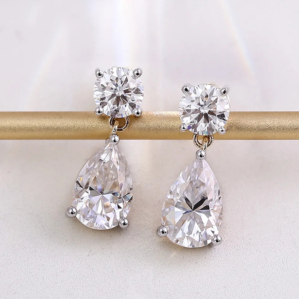 Serenity 5cttw D Color Moissanite Earrings for Women 100% S925 Sterling Silver Plated 18K Lab Diamond Drop Earrings Fine Jewelry