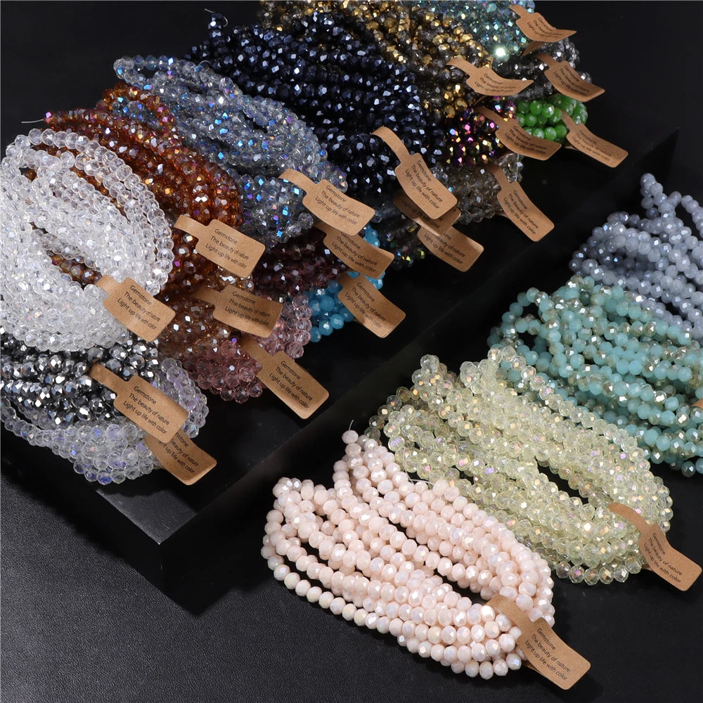 4x6MM/5X8MM Rondelle Crystal Glass Beads AB Color Faceted Loose Spacer Bead For Jewelry Making Clothing Handmade DIY 1 Strand