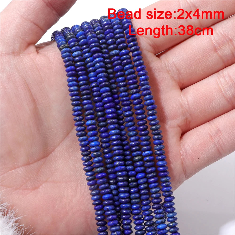 45 Styles Natural Lapis Lazuli Beads Blue Round Rondelle Faceted Loose Spacer Stone Bead For Jewelry Making Accessories Supplies