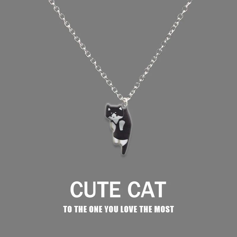 New Creative Cute Cartoon Cat Pendant Necklace For Women Multi Color Kitten Metal Chain Choker Couple Friendship Party Jewelry - Madeinsea©