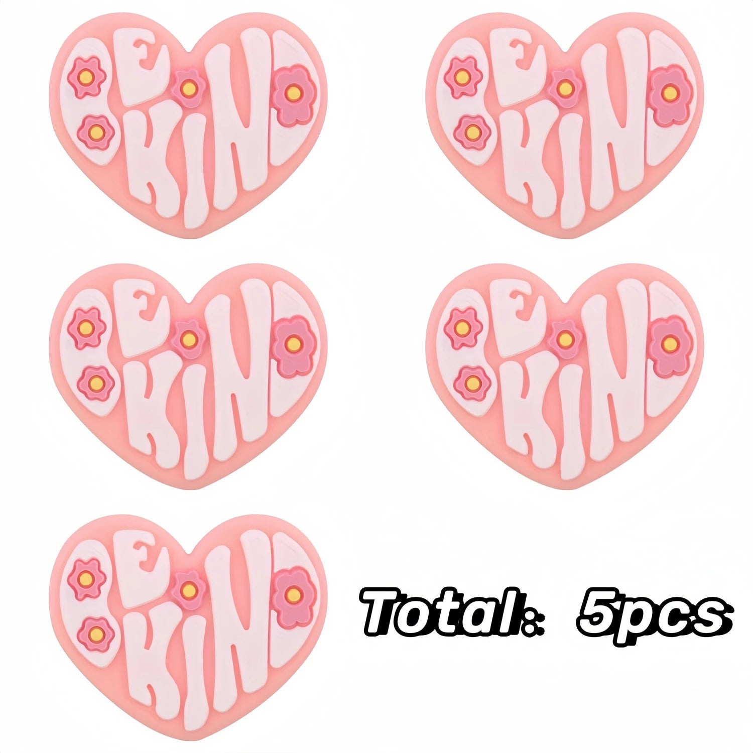 Lot de 5/8/12/16 perles en caoutchouc colorées en silicone avec motif de fleurs d'amour (Be King) pour la fabrication de bijoux et de loisirs créatifs