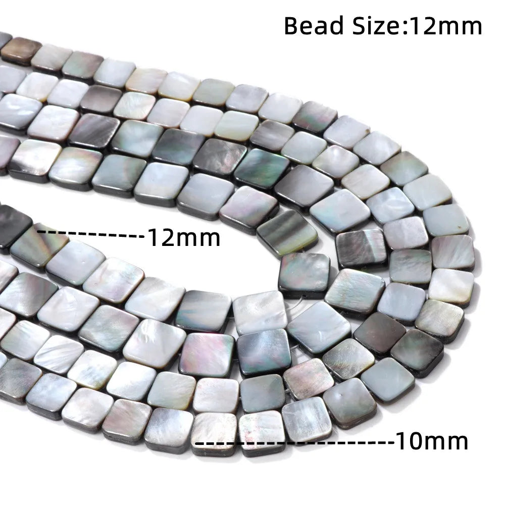 High Quality Natural Shell Beads Grey Mother of Pearl Heart Square Round Spacer Beads For Jewelry Making DIY Bracelet Handmade