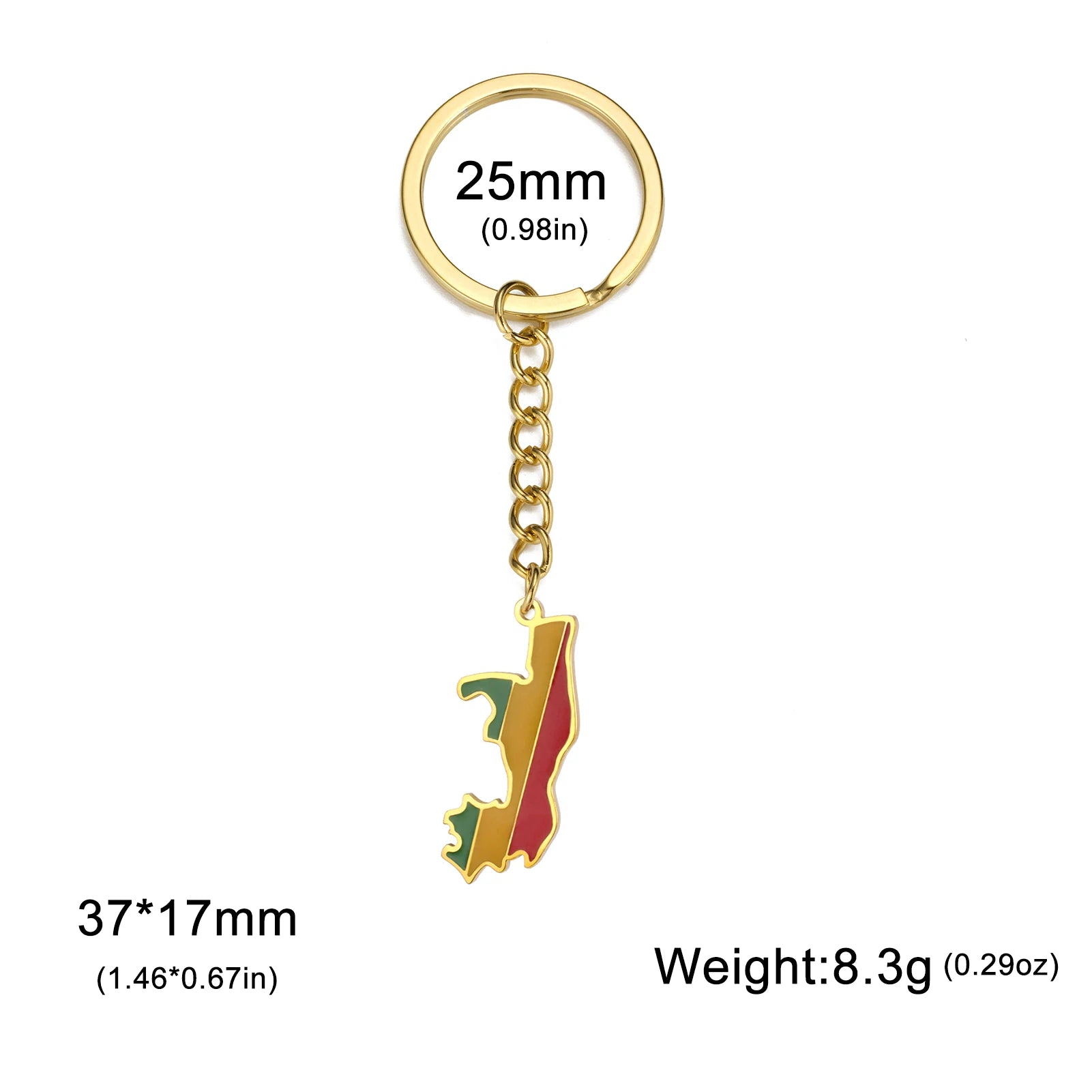 Dreamtimes France Poland Mexico Map Pendant Keychain for Women Men Stainless Steel Key Ring Qatar Ghana Syria Haiti Jewelry