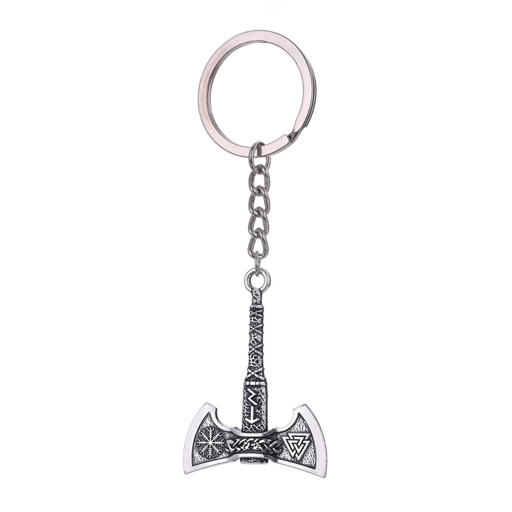Porte-clés pendentif hache viking Dreamtimes en acier inoxydable, rune celtique vintage, bijou protecteur pour homme, cadeau en gros