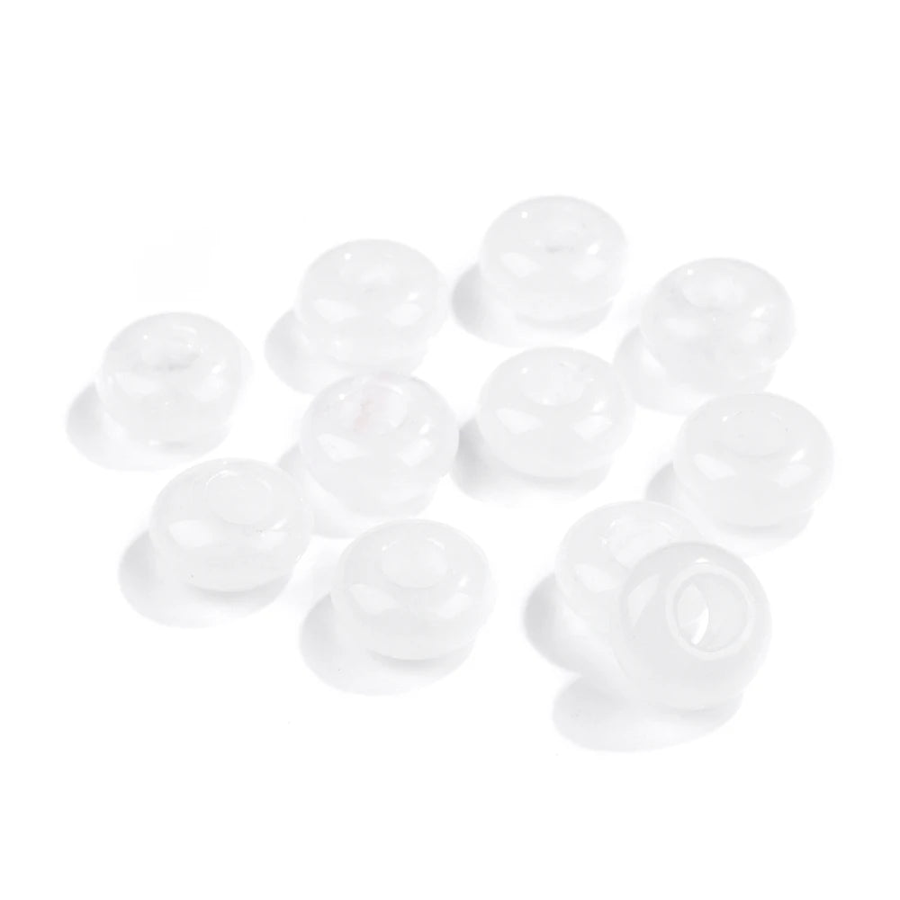 5PCS Natural Big Hole Round Abacus Bead 14mm Opal Tiger Eye Jade Hollow Stone Pendant For Jewelry Making Necklace Earrings DIY