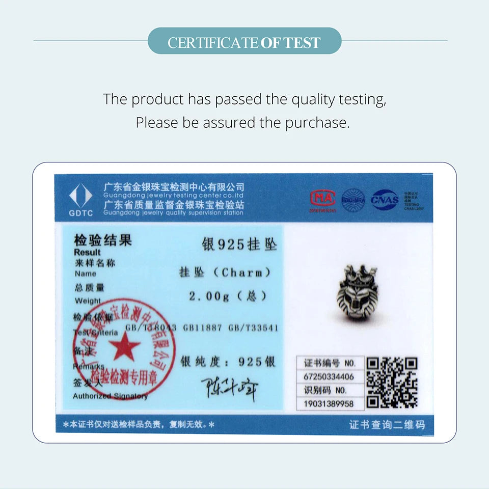 BAMOER Löwenkronen-Charm-Perle aus massivem 925er Sterlingsilber, passend für Original-Armbänder und DIY-Schmuckzubehör, BAMOER-Perle SCC3086