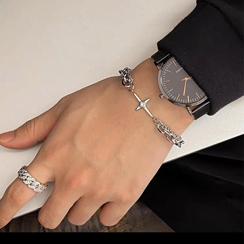 Y2K Vintage Star Bracelet Punk Multilayer Chain Bracelets