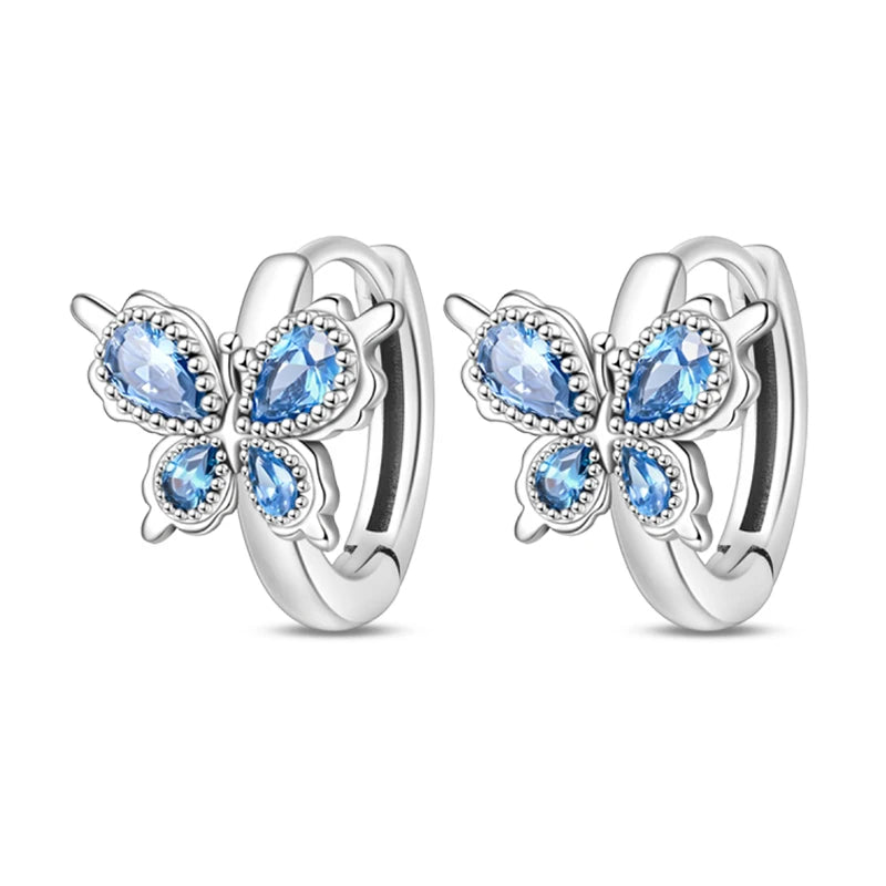 Springtime Earrings For Women 925 Silver Plated Double Hoop Butterfly Bees Ladybird Insect Earrings Party Jewelry Birthday Gifts