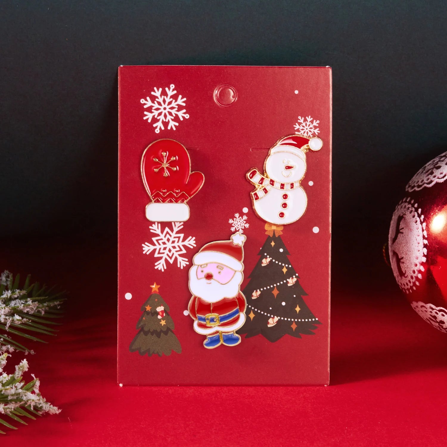 3pcs/set Christmas Brooch For Women Men Santa Claus Bell Elk Snowflake Xmas Tree Snowman Enamel Pins New Year Festival Gifts