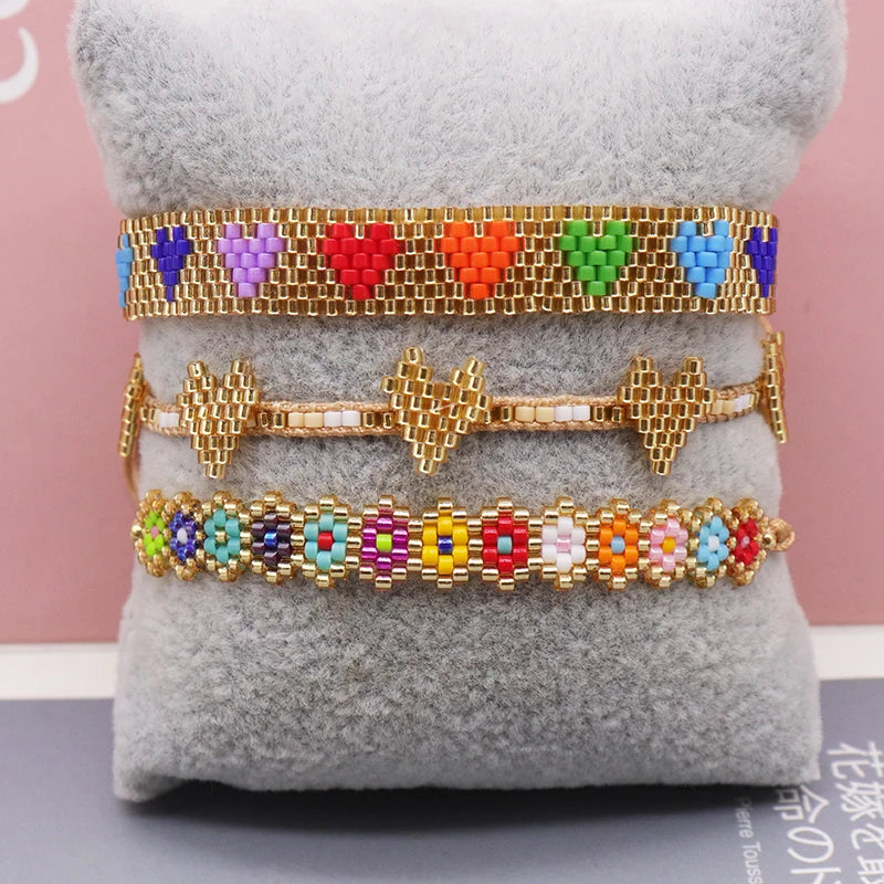 Miyuki beads hand woven Bohemia jewelry atmosphere luxury shiny seed beads adjustable bracelet elegant women's party Gifts