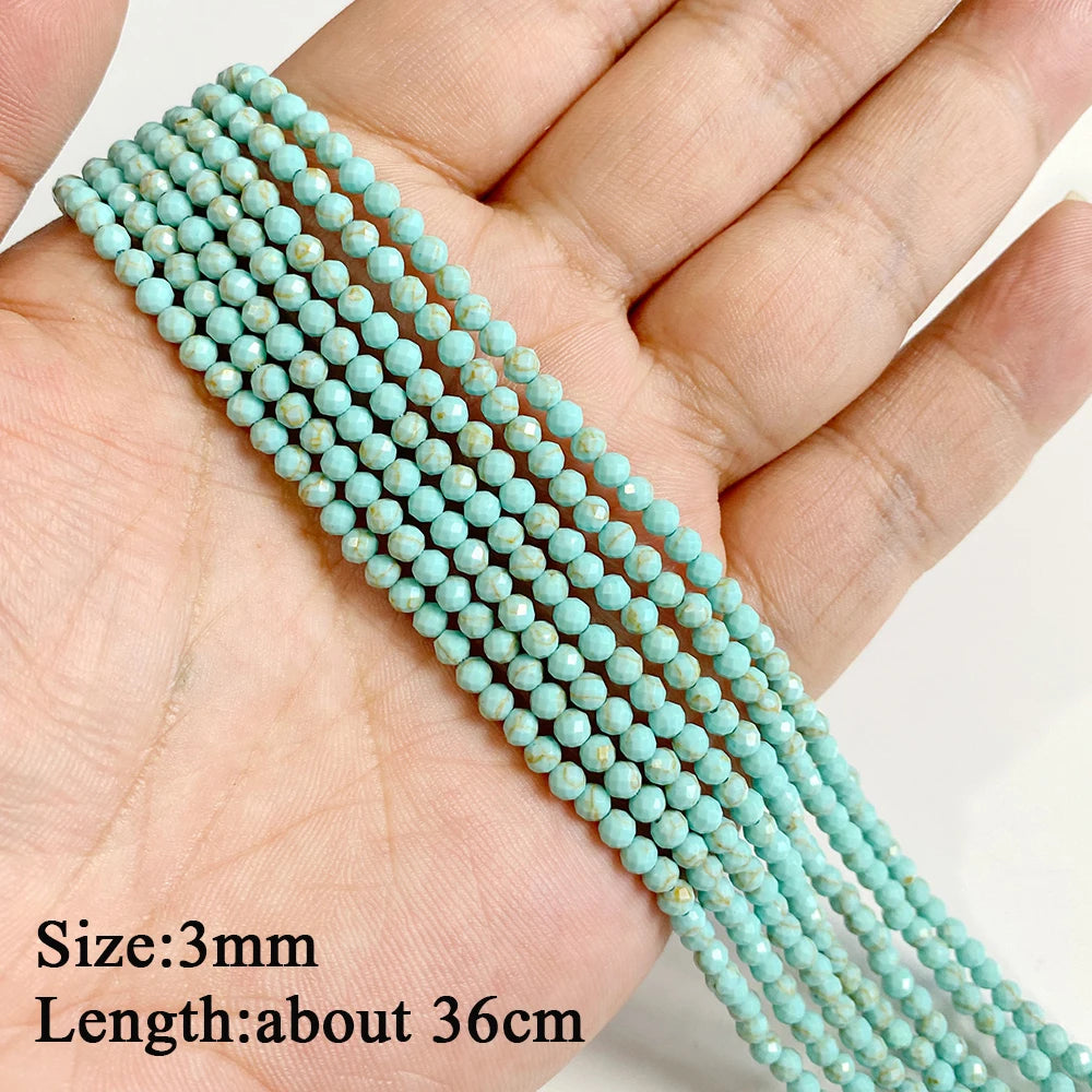 Wholesale Blue Turquoise Stone Beads Round Square Rondelle Irregular Loose Spacer Bead For Jewelry Making DIY Bracelet Necklace