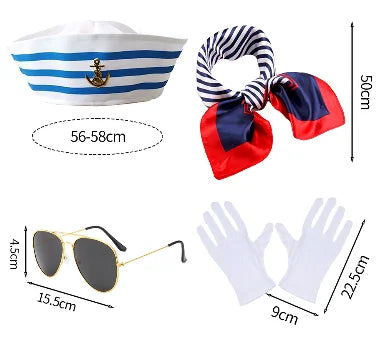PESENAR Sailor hat Navy blue Yacht Blue Captain cap White sail cap for clothing accessories for adults