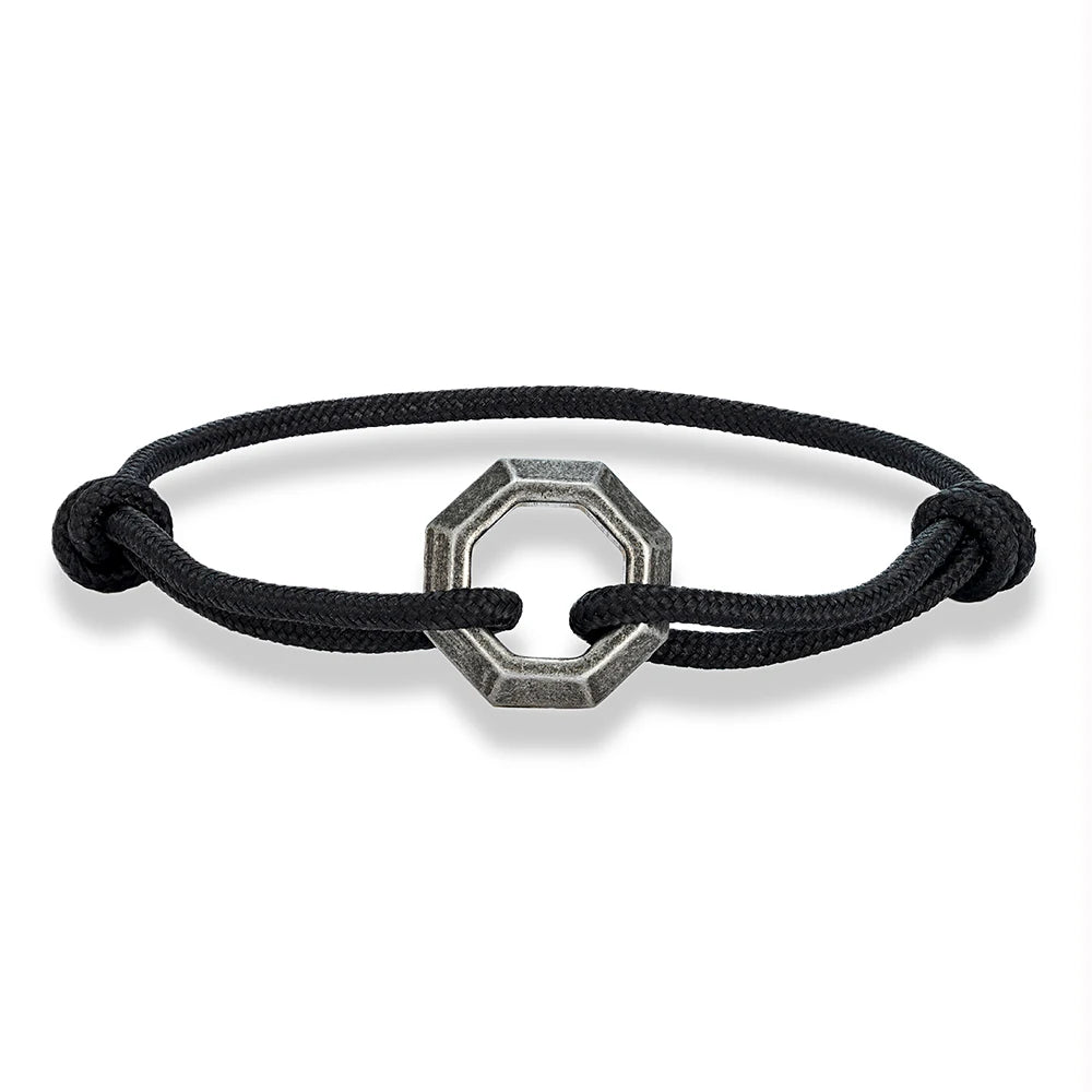 MKENDN New Mens Bracelet with Stainless Steel Rings Adjustable Rope Bracelet Men Women Waterproof Bracelet Gift For Himself