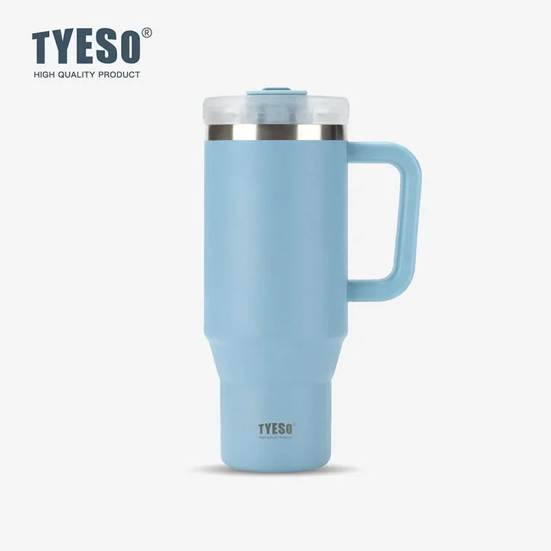 Tyeso 900/1200ml Stainless Steel Vacuum Insulated Travel Mug BPA Free Hot & Cold Coffee Tumbler with Handle Straw Tumbler Bottle