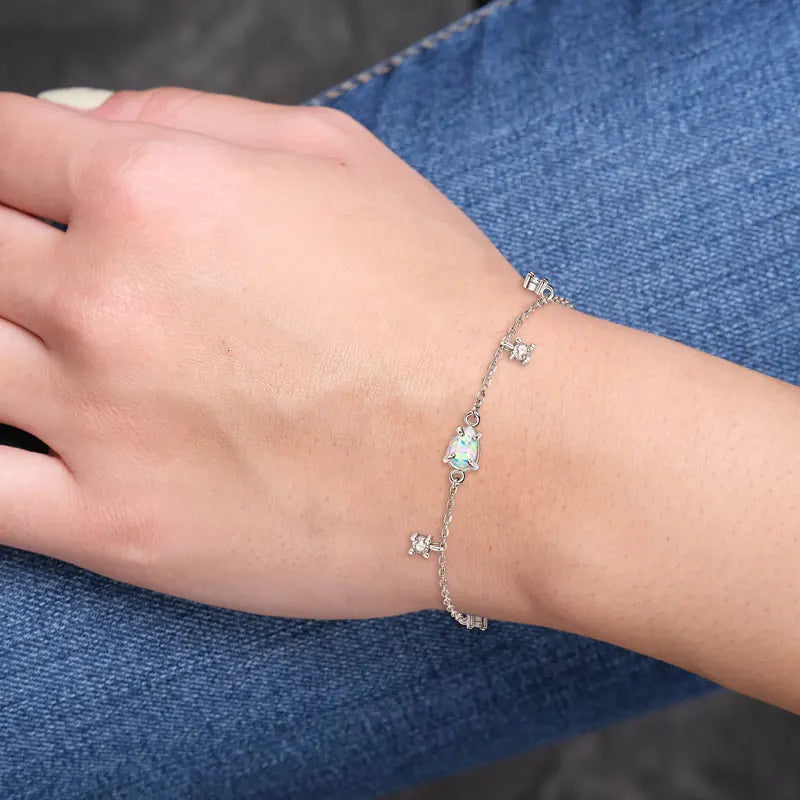 OXTAO Real 925 Silver Artificial White Opal Bracelet 5x7mm Zircon for Women Adjustable Fashion Birthday Jewelry Gift Wholesale