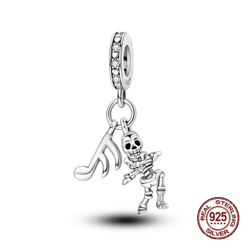 New 925 Sterling Silver Luminous Halloween Skull Witch Pumpkin Candy Charms Beads Fit 3mm Original Bracelets Party Jewelry