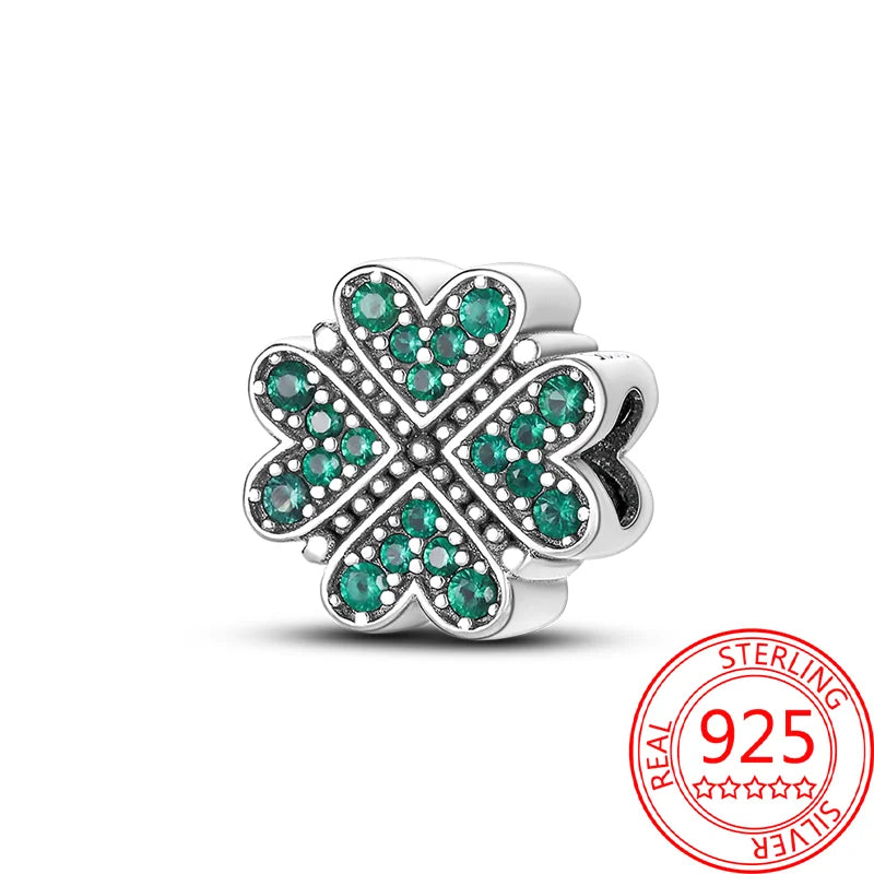 925 Sterling Silver Charm Green Monstera Leaves Charm Fit Bracelet Original Charm Bead for Women Jewelry DIY Making Fine Gift