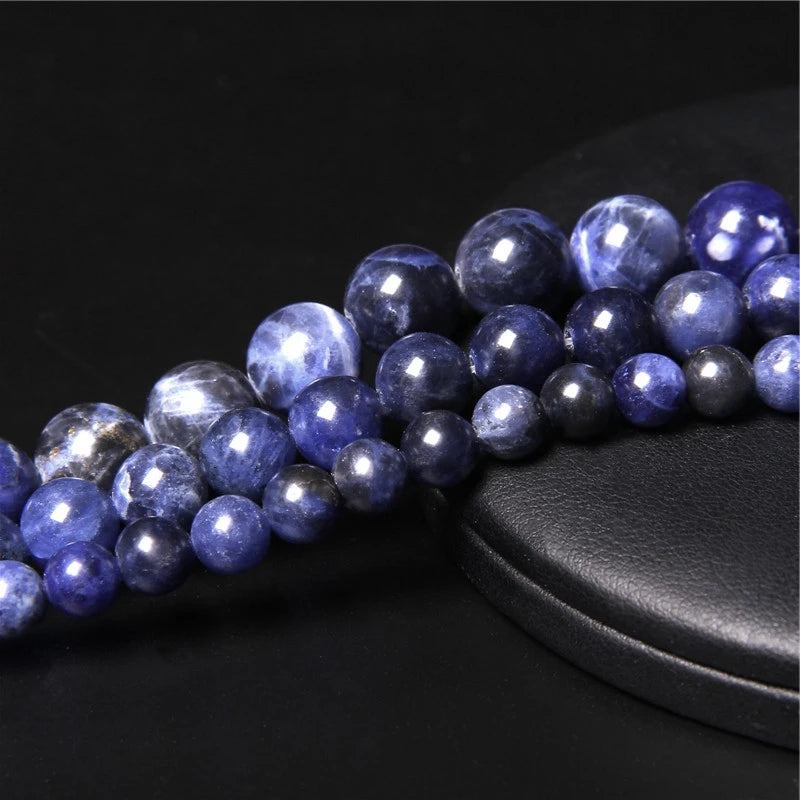 Natural Blue Jaspers Round Stone Bead Sodalite Loose Spacer Beads For Jewelry Making DIY Bracelet Earring Accessories 15" Strand - Madeinsea©