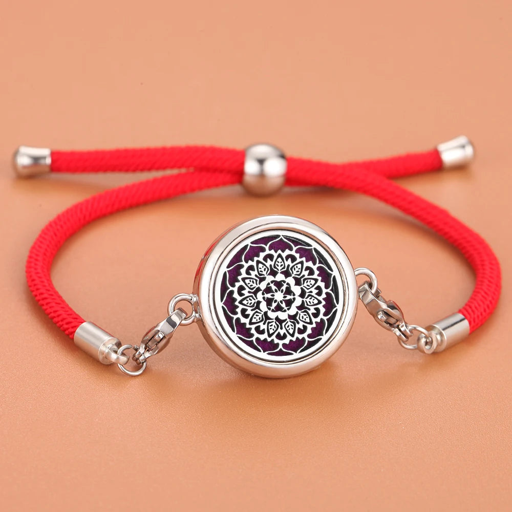 Retro Aromatherapy Essential Oil Diffuser Bracelet Foot Chain Red String Braided Rope Diffuser Locket Bracelet Aroma Bracelets