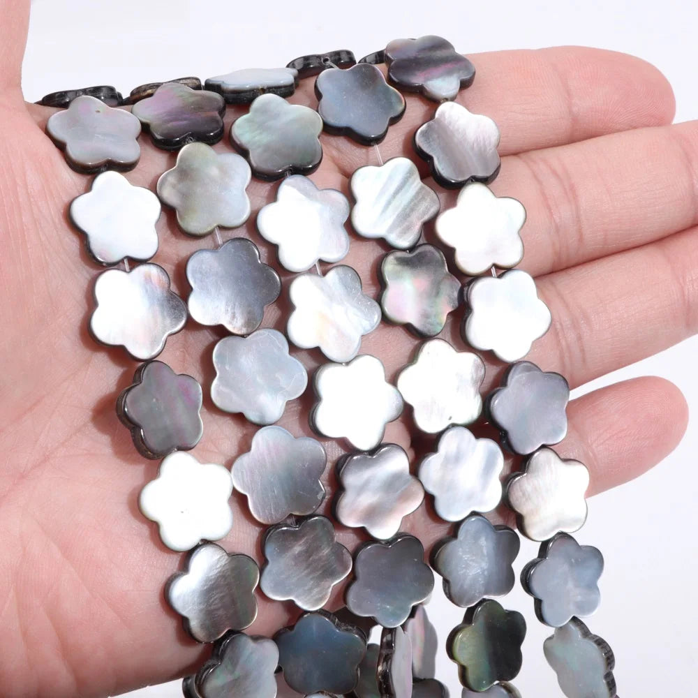 High Quality Natural Shell Beads Grey Mother of Pearl Heart Square Round Spacer Beads For Jewelry Making DIY Bracelet Handmade