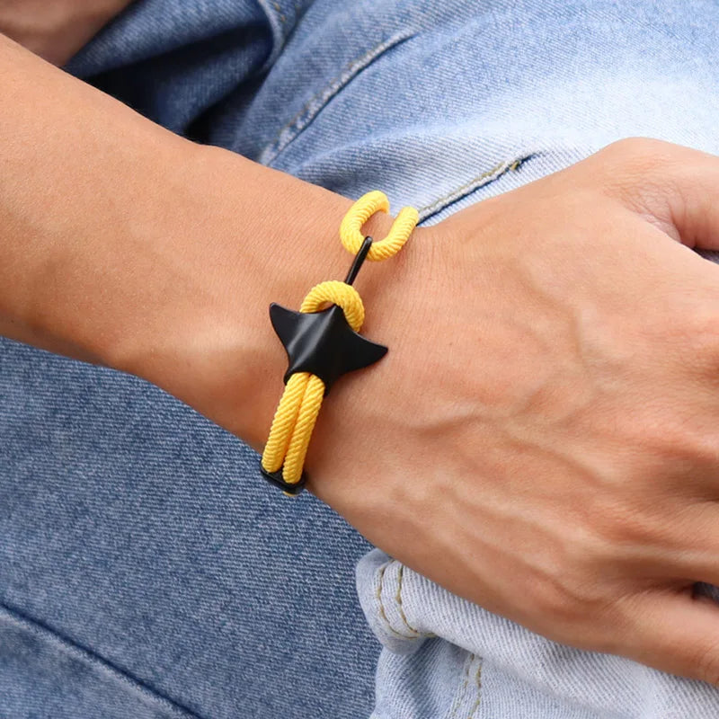 Men Devilfish Bracelet Adjustable Marine Animal Hand Rope Beach Surf Long Rope Manta Braclet Wristlet Jewelry Pulseira