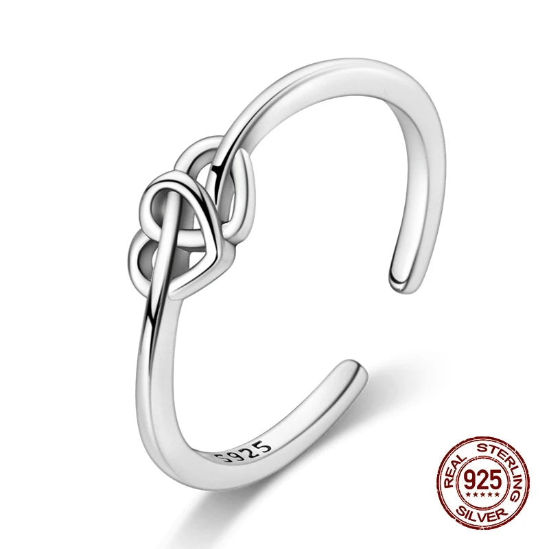 Rings For Women 100% 925 Sterling Silver Shiny Dragonfly Heart Shaped Hollow Open Rings Fine Wedding Engagement Jewelry Gift