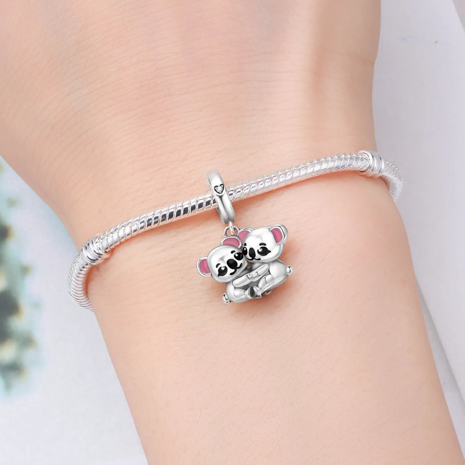 PANPOKI 925 Sterling Silver Embrace Koala Animal Beads Original Pendants Bracelet Charm Jewelry Party DIY Trendy Gifts
