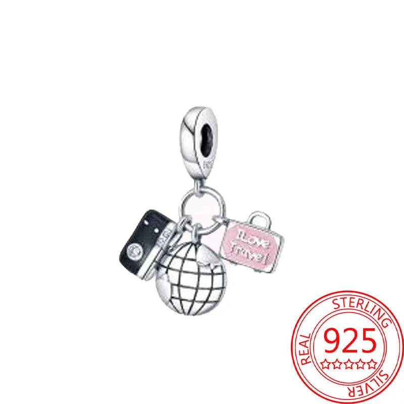 925 Sterling Silver Paris Tower Aircraft Travel Charm Pendant Beads Fit Charm Original Bracelet for Women Jewelry Making