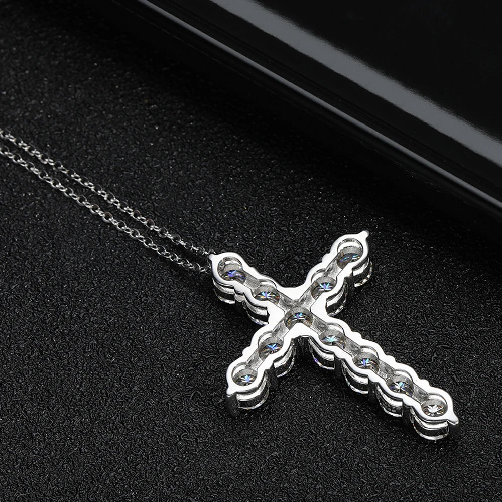 3mm 4mm 5mm Moissanite Cross Necklace GRA Certified S925 Silver Jesus Pendant Neck Chain for Women Engagement Bridal Fine Jewely - Madeinsea©