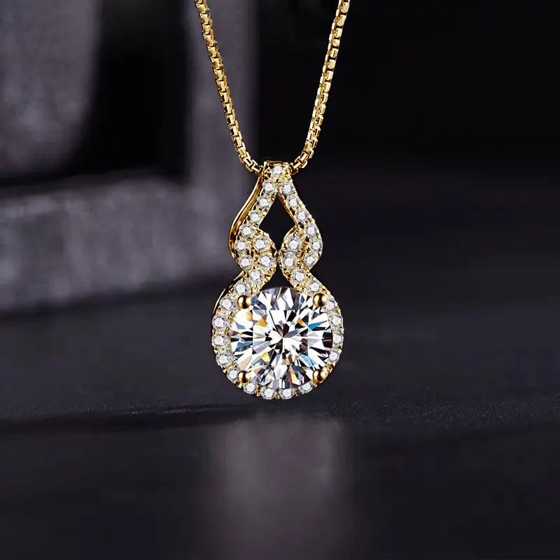 OXTAO D Color Moissanite Infinity Pendant Necklace Women Real 925 Sterling Silver Engagement Luxury Gourd Shape Jewelry GRA