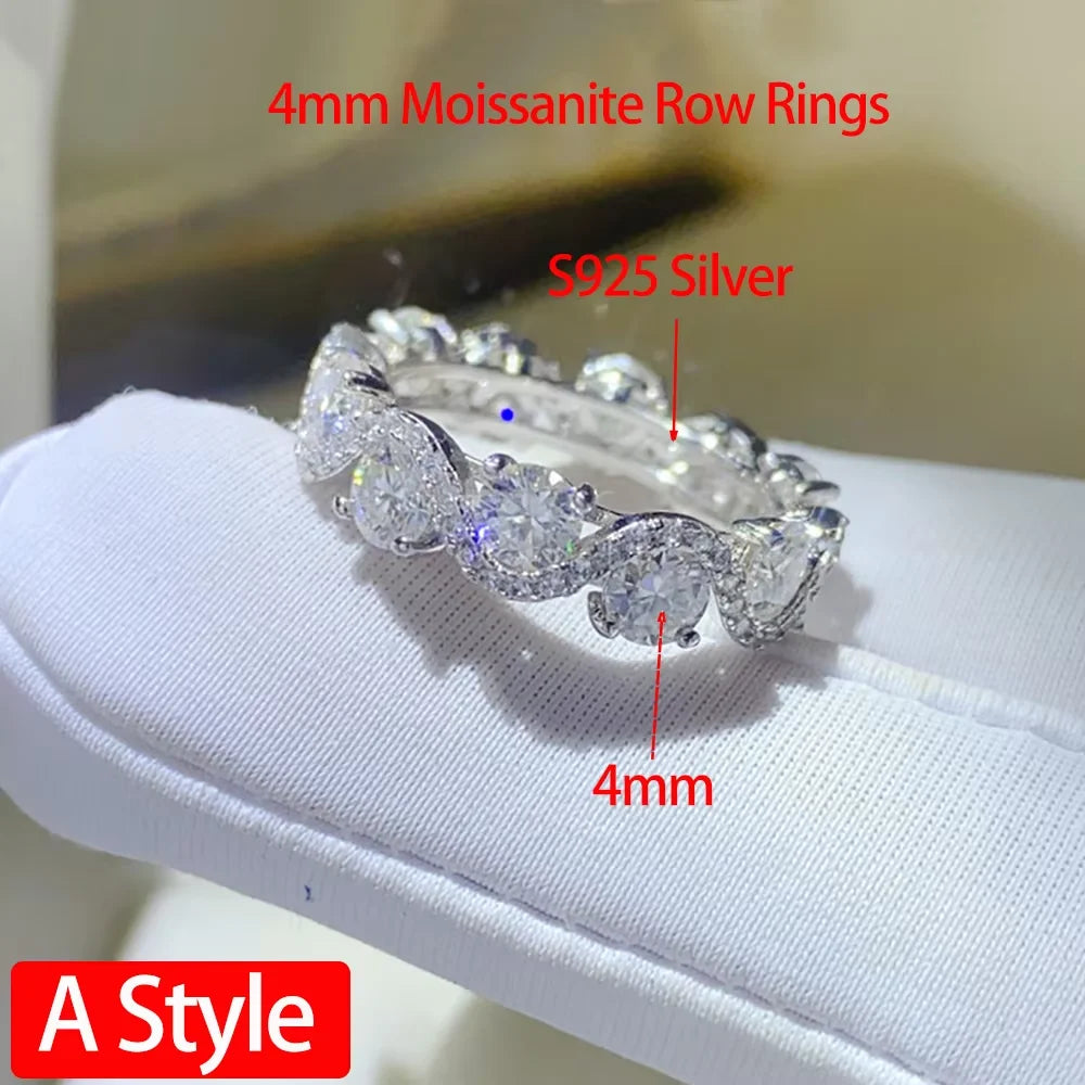 Serenity 4mm D Color Moissanite Rings for Women Men 100% S925 Sterling Silver Plated 18K Lab Diamond Row Rings Fine Jewelry GRA - Madeinsea©