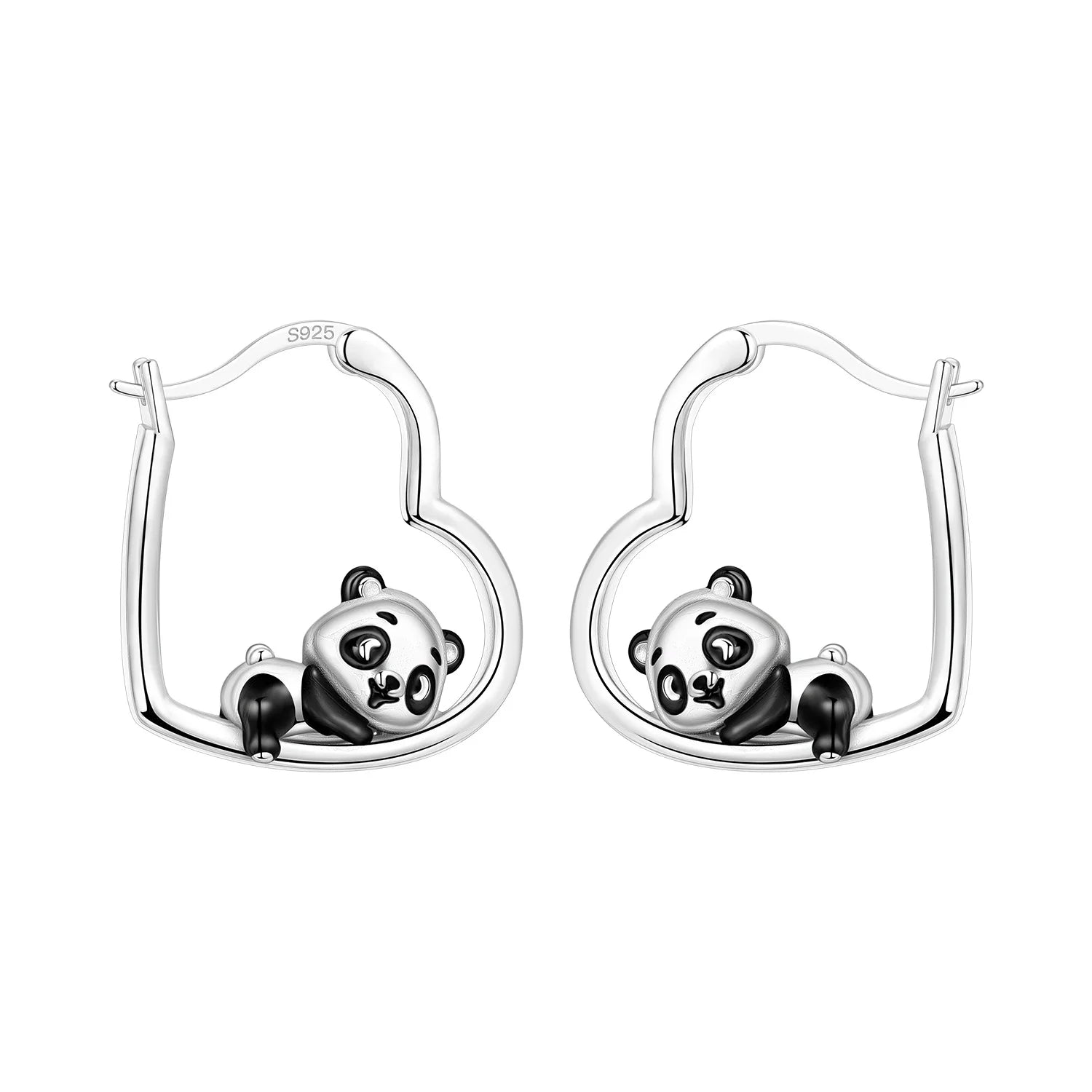 PANPOKI S925 Sterling Silver Cute Panda Animals Earrings Hoop Earrings For Women Jewelry Original Party Trendy Gifts