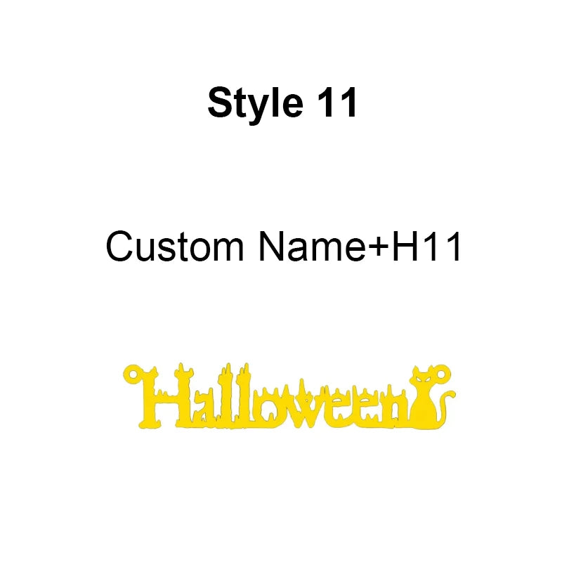 Collier personnalisé avec nom d'Halloween Nextvance en acier inoxydable, pendentif personnalisé avec araignée, chauve-souris, citrouille, balai, festival, bijoux cadeaux