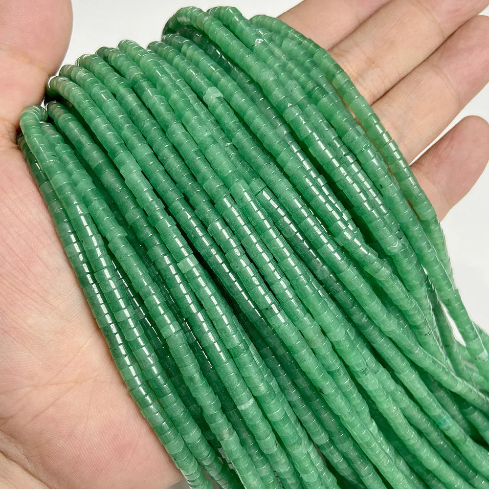 Green Natural Flat Disc Round Stone Bead 4x2mm Jade Aventurine Jasper Heishi Beads For Jewelry Making Bracelet Necklace Handmade
