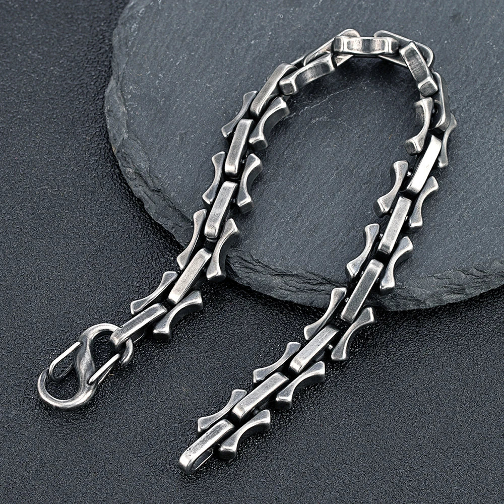 MKENDN 10 mm schwere Edelstahl-Kielkettenarmbänder für Herren und Jungen, oxidiertes Metallarmband, Punk-Rock-Kettenarmband-Schmuck