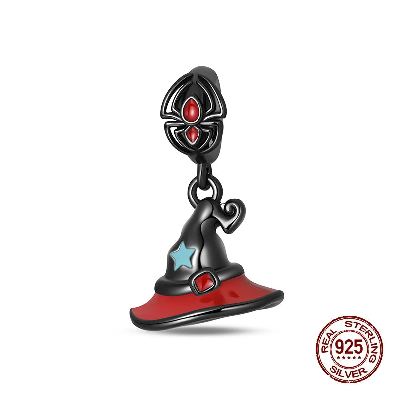 New 925 Sterling Silver Luminous Halloween Skull Witch Pumpkin Candy Charms Beads Fit 3mm Original Bracelets Party Jewelry