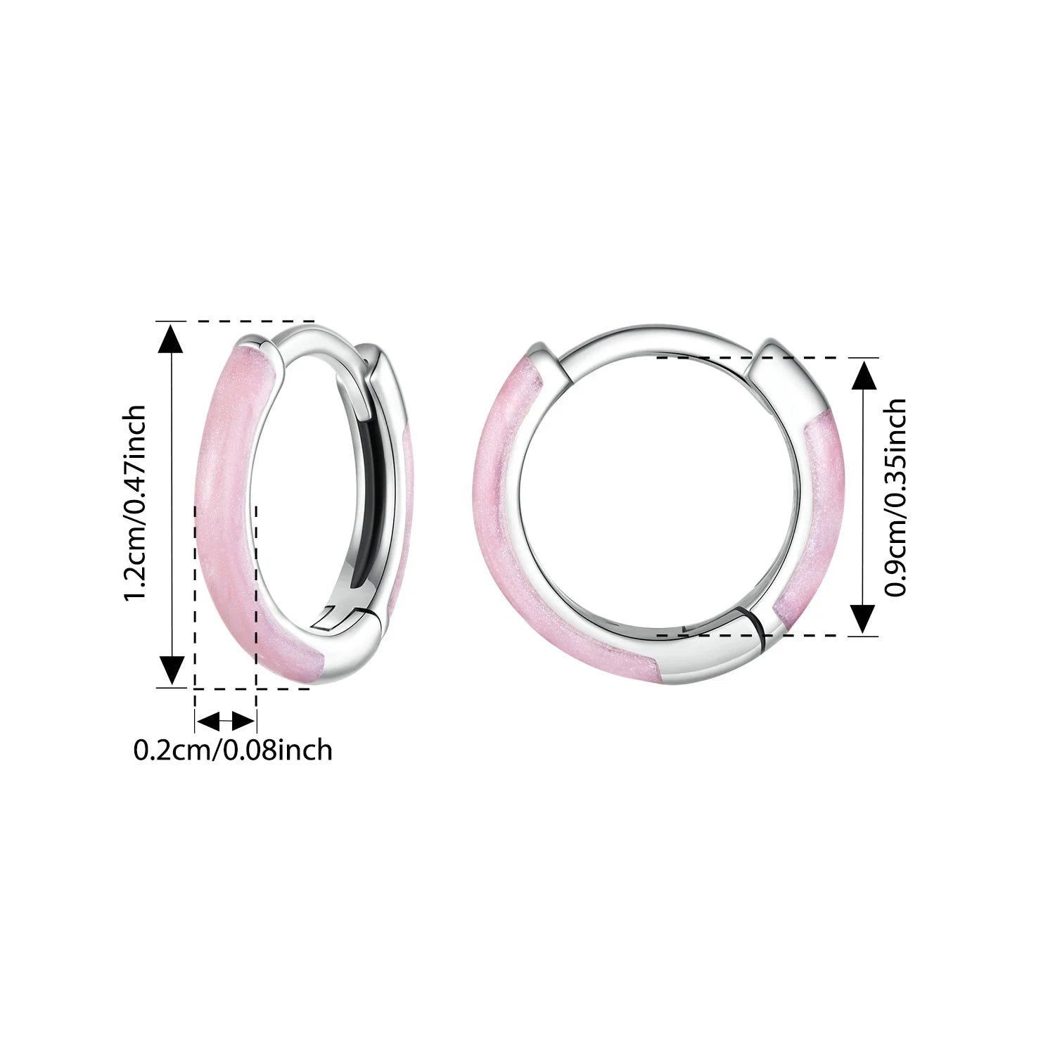 WOSTU 925 Sterling Silver Pink Round Hoop Earrings  Colors Heart Original Cute for Women Girl Daily  Fine Jewelry Birthday Gift