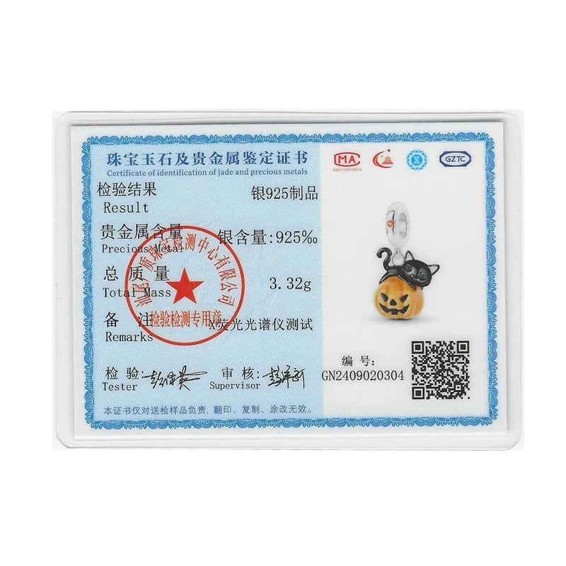 2024 New 925 Sterling Luminous Halloween Skull Witch Pumpkin Candy Charms Beads Fit 3mm Original Bracelets DIY Party Jewelry