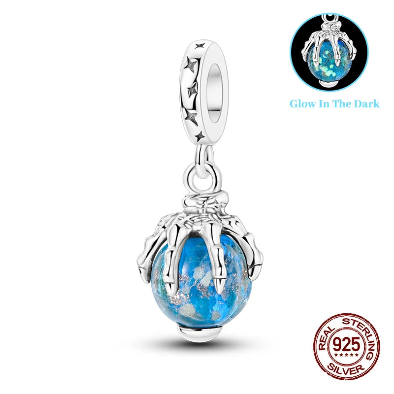 100% 925 Sterling Silver Glowing Planet Zircon Flower Fairy Four Leaf Clover Charms Bead Fit Original Bracelets DIY Jewelry Gift