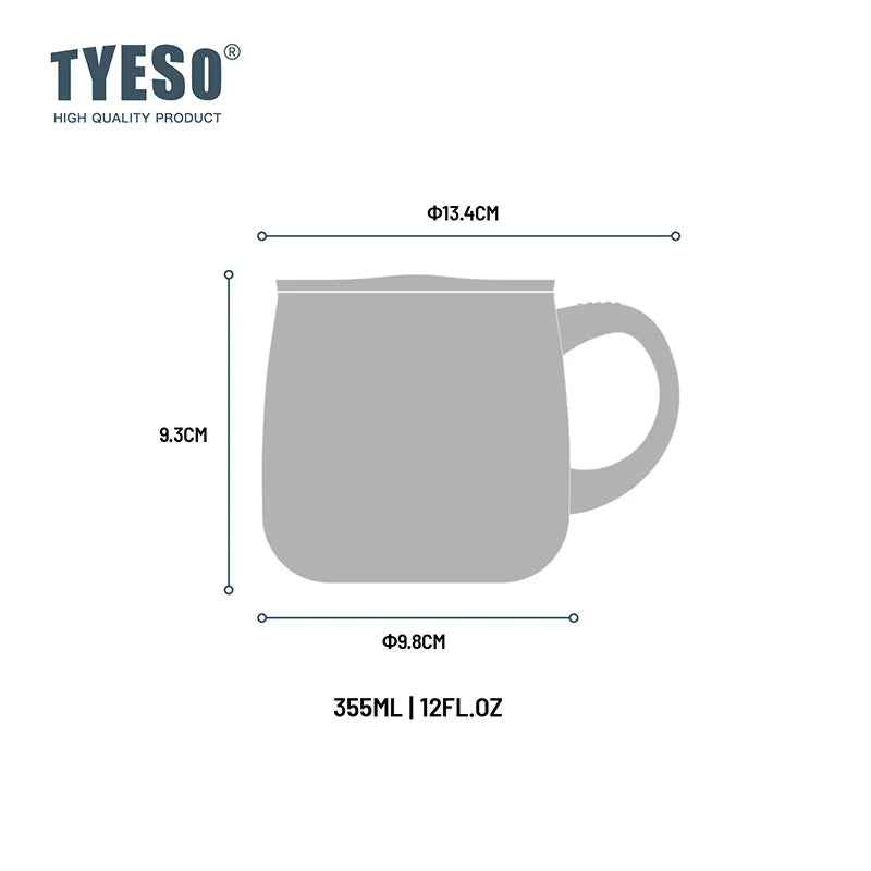 TYESO Vacuum Insulated Coffee Mug with Handle Lid Double Wall Vacuum Office Coffee Cup 355mML Vacuum Sealed for Hot Tea/Coffee