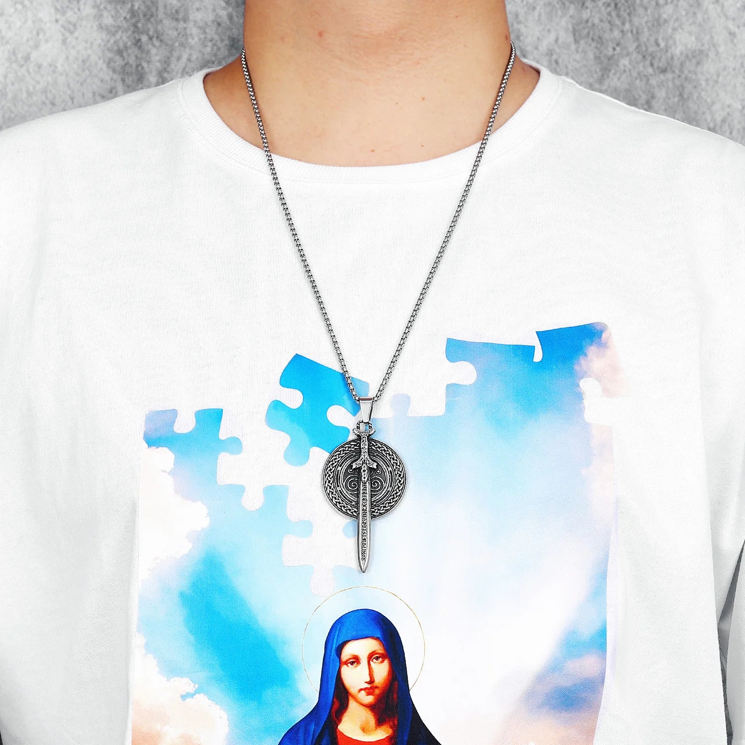 Collier pour homme avec épée de Damokles en acier inoxydable, pendentif de la Grèce antique, chaîne rock punk rap pour ami, bijoux masculins, cadeau, livraison directe