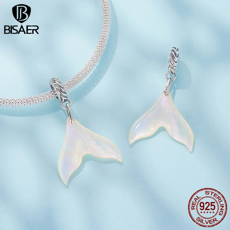 BISAER 925 Sterling Silver Bear Pendant Black Enamel Process Cross Spacer Beads for Women DIY Bracelet & Necklace Fine Jewelry