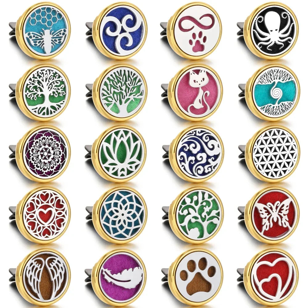 10pcs/lot Wholesale Car Perfume Diffuser Vent Clip Car Air Freshener Essential Oil Diffuser Aromatherapy Necklace Locket Pendant