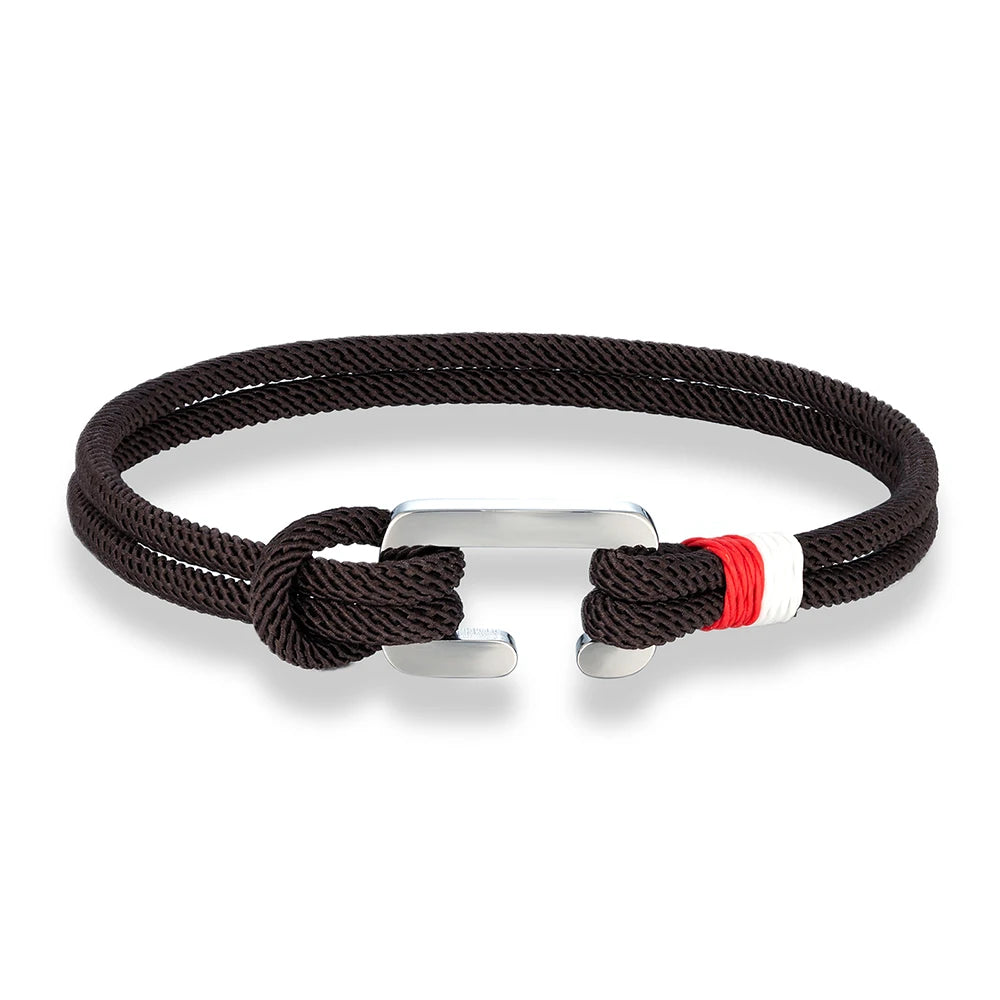 MKENDN Simple Style Braided Nylon Rope Bracelet Stainless Steel Mini C Clasp Survival Bracelet for Men Women Couple Boho Gifts