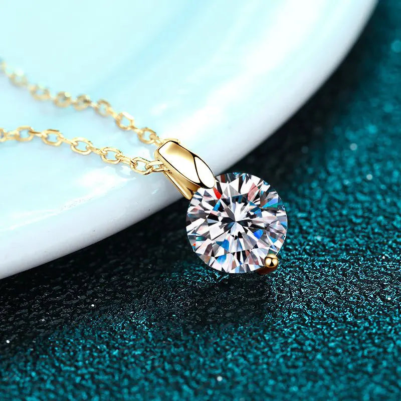 OXTAO 1CT 2CT D Color Real Moissanite Pendant Necklace S925 Solid Silver Chain Necklace Valentine's Day Gift for Women Wedding