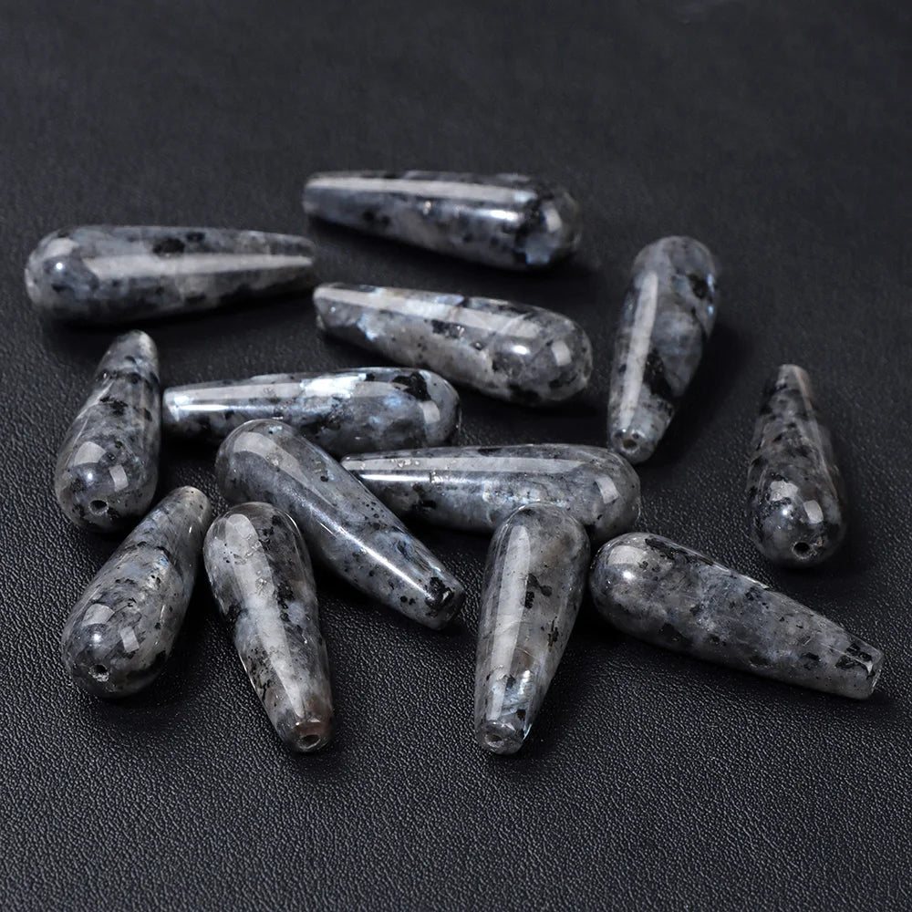 Natural Water Drop Stone Bead 10x30mm Chalcedony Amethysts Agates Loose Spacer Charms Bead For DIY Bracelet Earrings Accessories