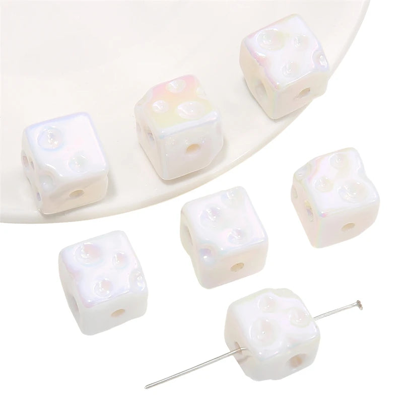5pcs Cube Cheese Bead Acrylic Spacer Loose Beads For Jewelry Making diy Decorations Bracelet Phone Chain Keychain Accessories