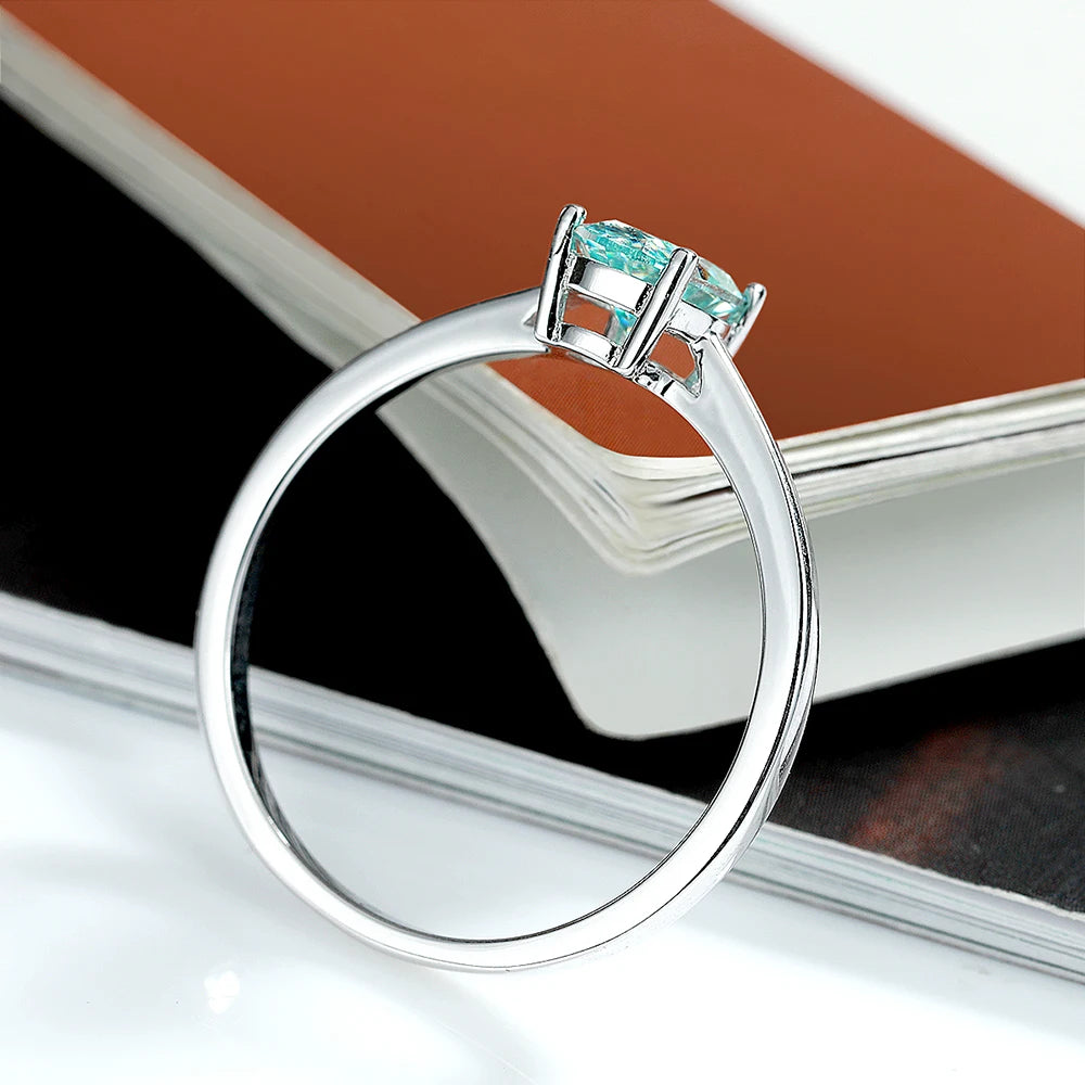 Serenity 1ct Oval Cut Paraiba Green Moissanite Rings for Women 100% 925 Sterling Silver Plated 18K Lab Diamond Rings Jewelry GRA - Madeinsea©
