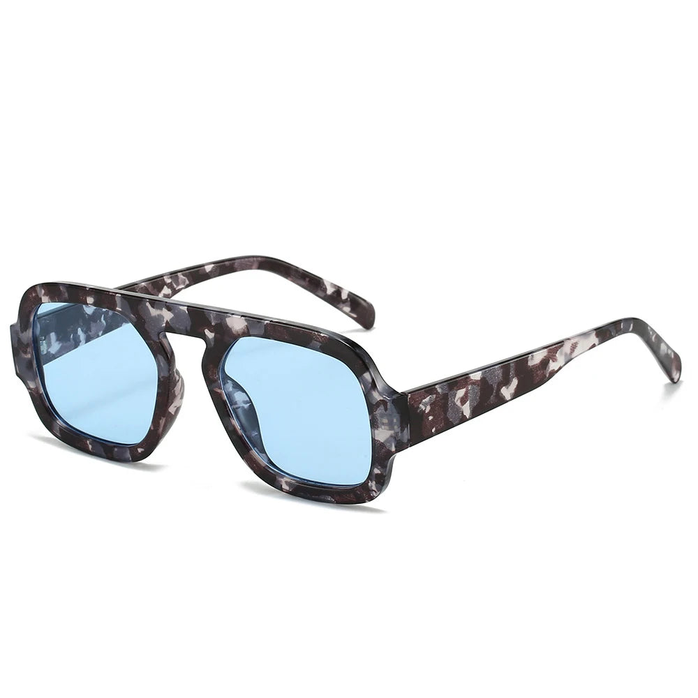 2025 Luxusmarke Design Retro Quadrat Doppelbrücken Sonnenbrille Damenmode Pilot Gradient Shades UV400 Männer Punk Sonnenbrille