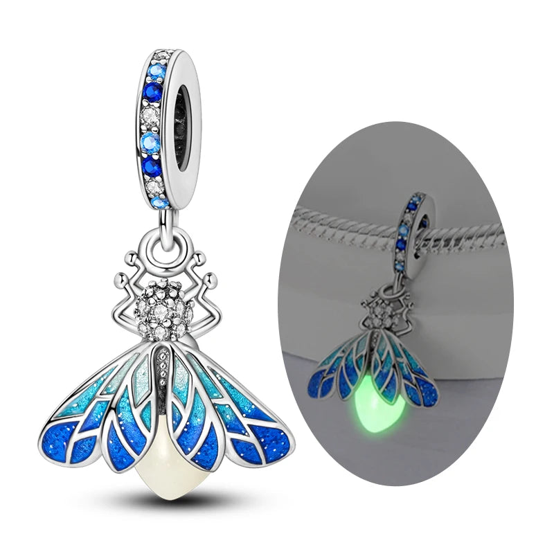 New Original Charms Beads Pendant 925 Silver Sterling Dog Cat Firefly Butterfly Dragonfly Charm For Woman Fashion Jewelry Making